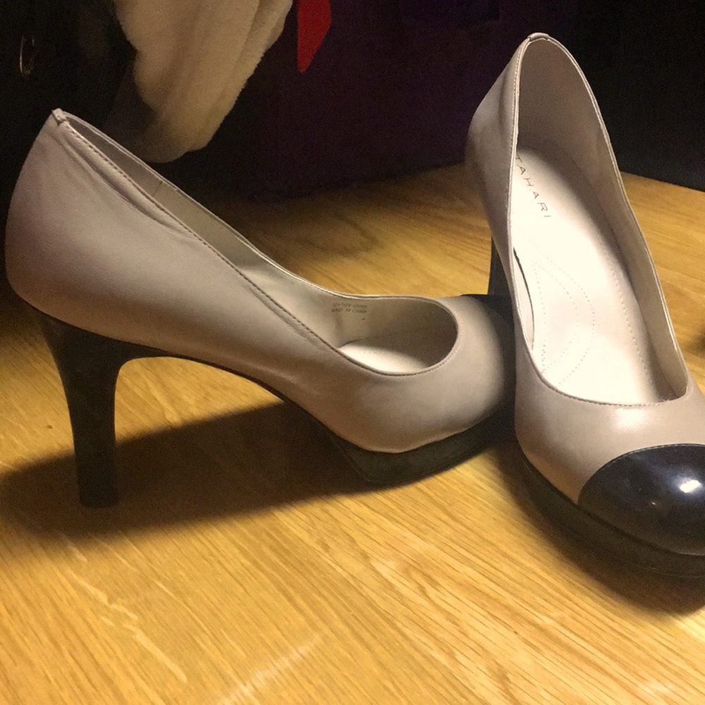 Tahari Tan and Black Pumps